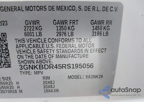 2024 Chevrolet Blazer Fwd 3Lt from USA, damaged, VIN 3GNKBDR45RS195056